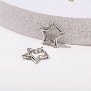 Silver Star Huggie Earrings
